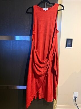 Chelsea28 Red Sleeveless Knot-Accent Midi Dress